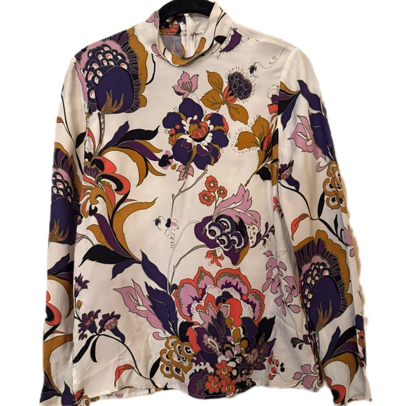 Reiss Multicolor Floral Pattern Annie Retro Print Blouse - Picture 6 of 7